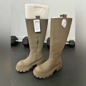 Moving sale** Urban Revivo VEGAN LEATHER ROUND TOE KNEE BOOTS Khaki US 6.5